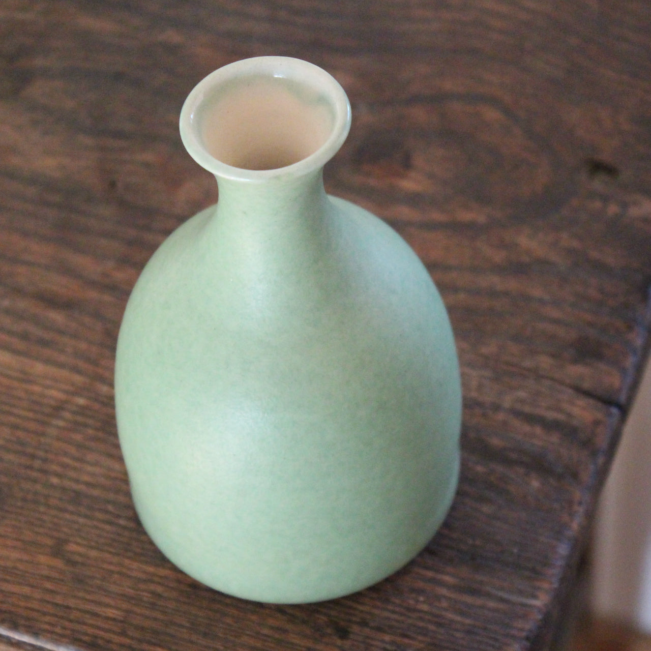 small pale green ceramic posy vase  UK ceramicist Lucy Burley