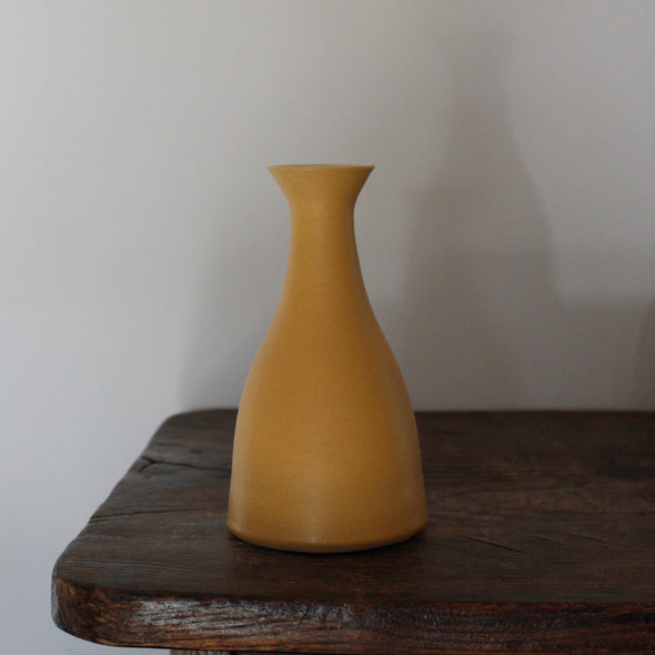 golden yellow ceramic bud  vase by UK ceramicist Lucy Burley 