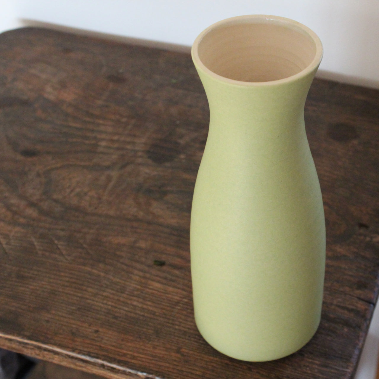 pale green ceramic vase by UK ceramicist Lucy Burley