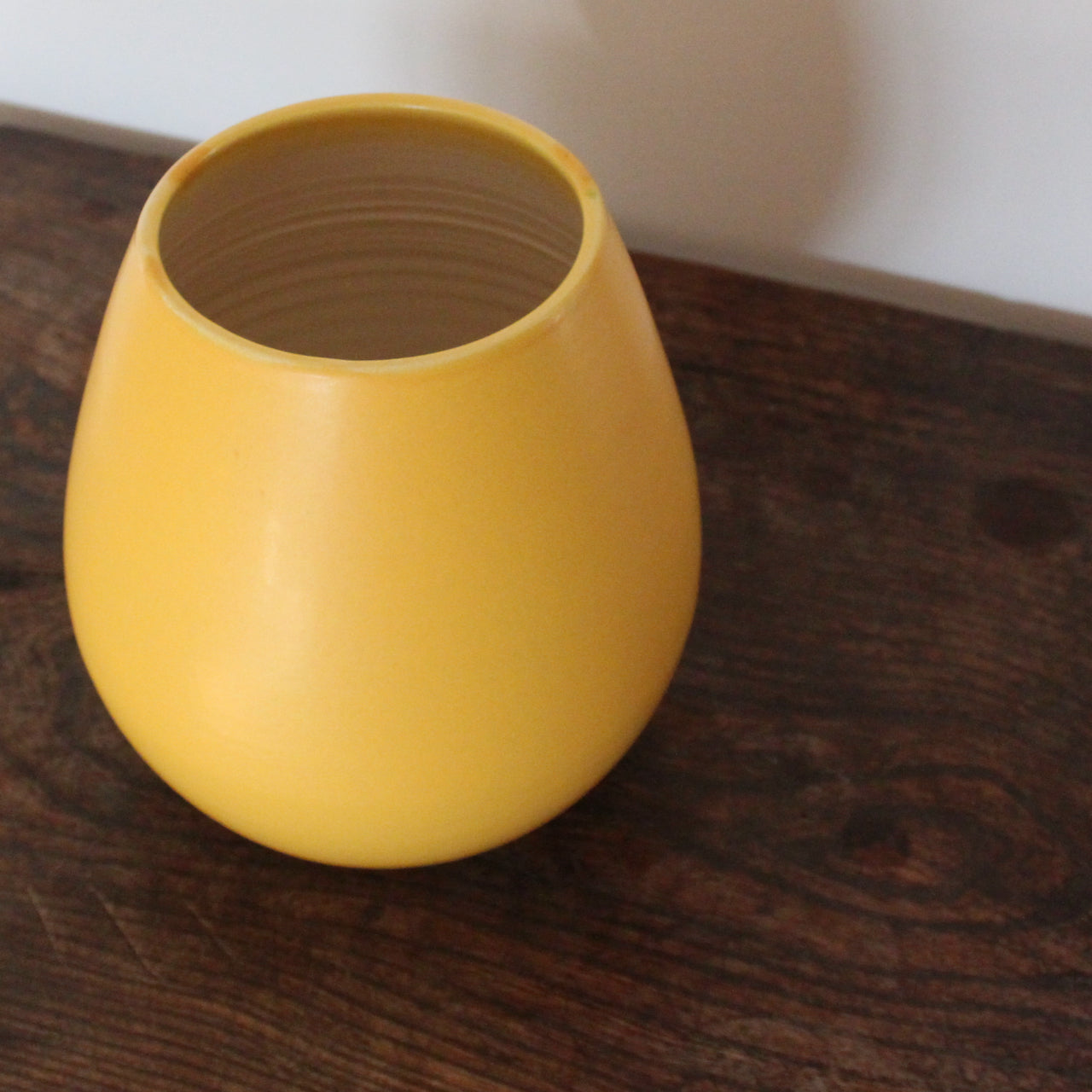 golden yellow ceramic vase  UK ceramicist Lucy Burley 