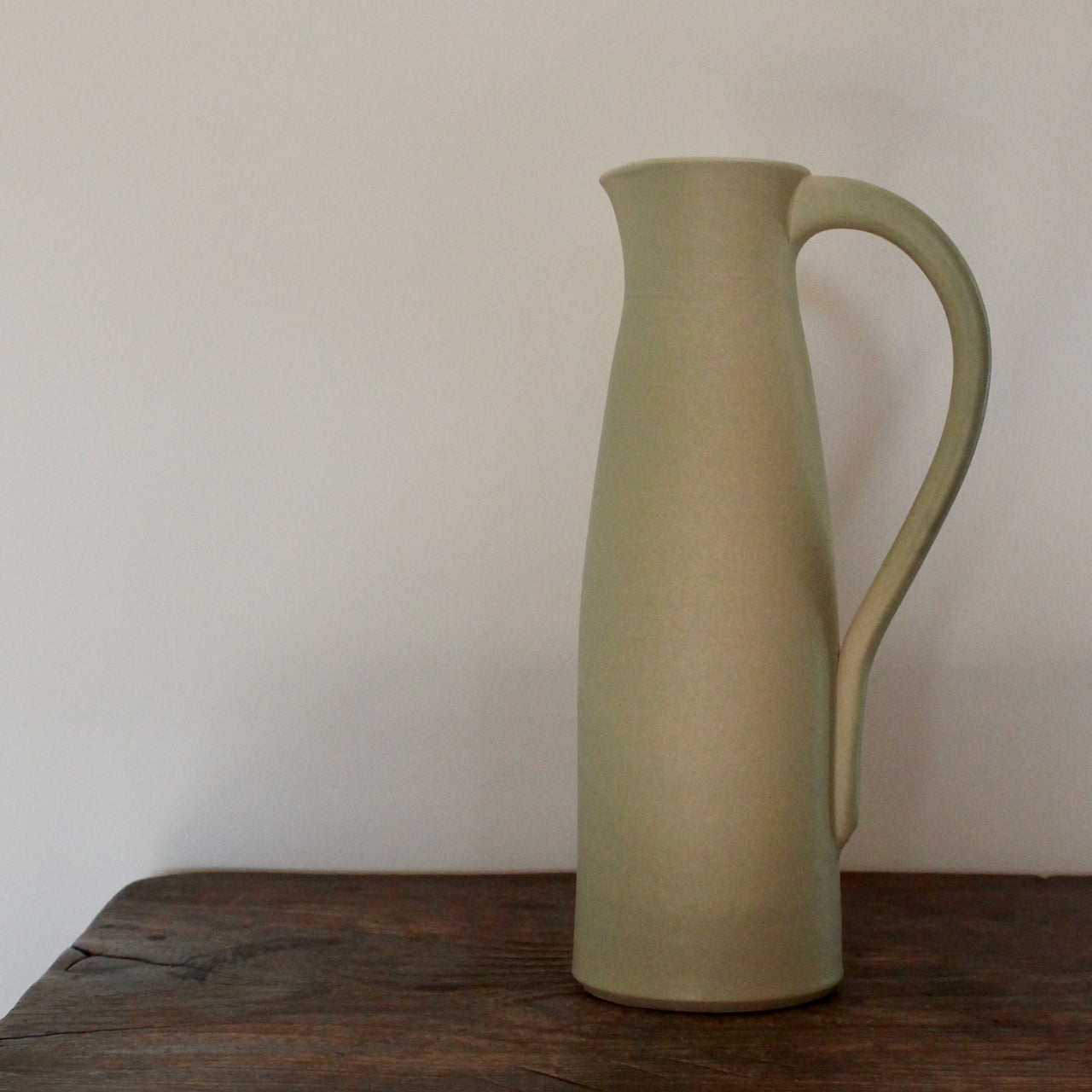 pale olive ceramic jug by UK ceramicist Lucy Burley 