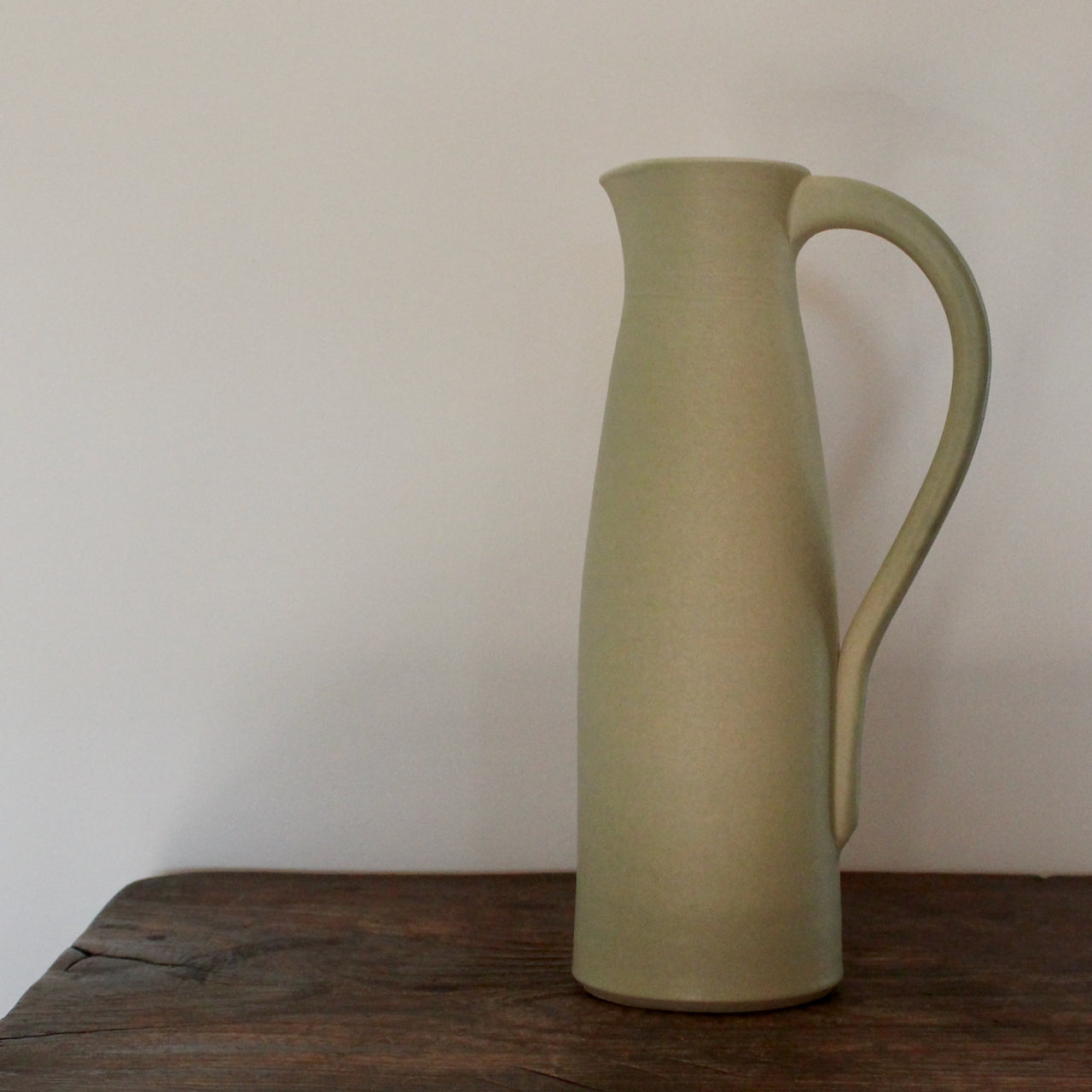 pale olive ceramic jug by UK ceramicist Lucy Burley