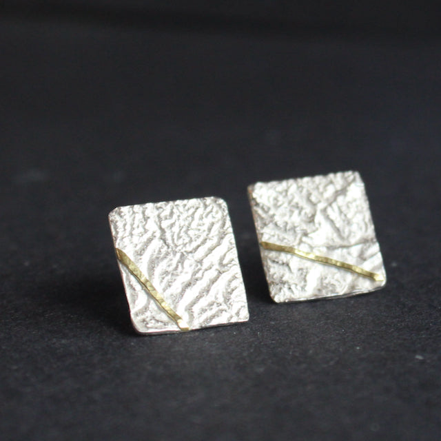 Lucy Spink - Reticulated Studs with Gold Bar Large