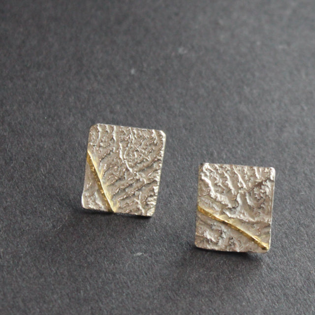 Lucy Spink - Reticulated Studs with Gold Bar Large