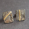 Lucy Spink earrings with gold bar oxidised