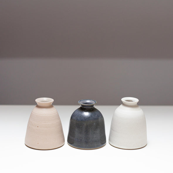 EOT Ceramics bud vase collection in pink, slate and chalk