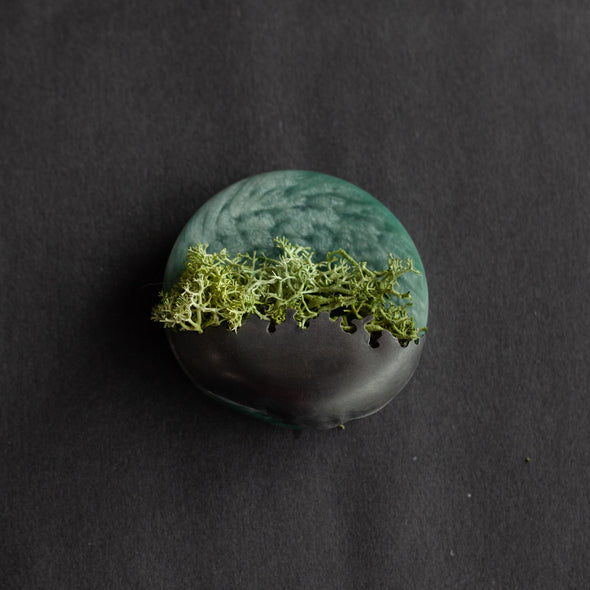 Libby Ward - Eco resin and silver forage moss brooch