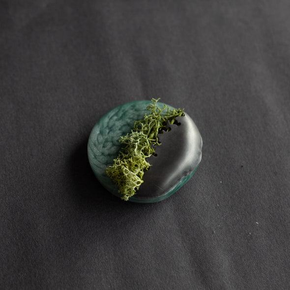 Libby Ward - Eco resin and silver forage moss brooch