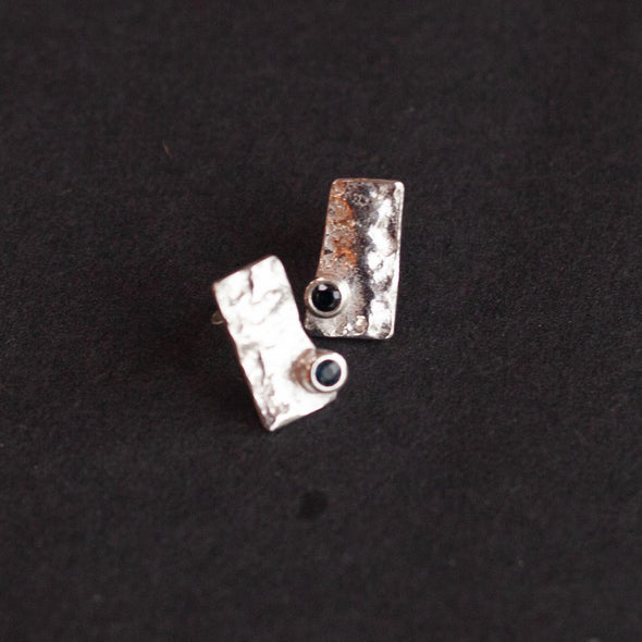 Lucy Spink - Mini monolith studs reticulated with sapphires