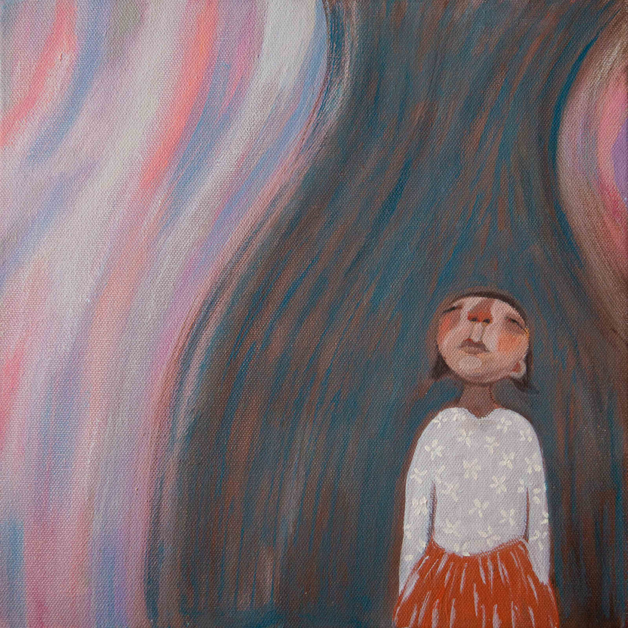 Siobhan Purdy painting of a girl standing next to her shadow