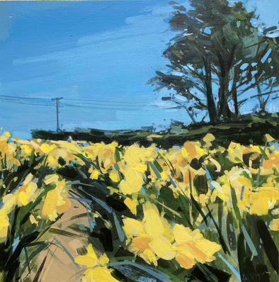 Imogen Bone painting of daffodils in a field