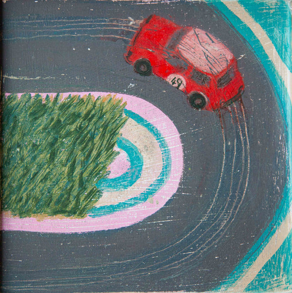 Siobhan Purdy painting of a toy car on a race track