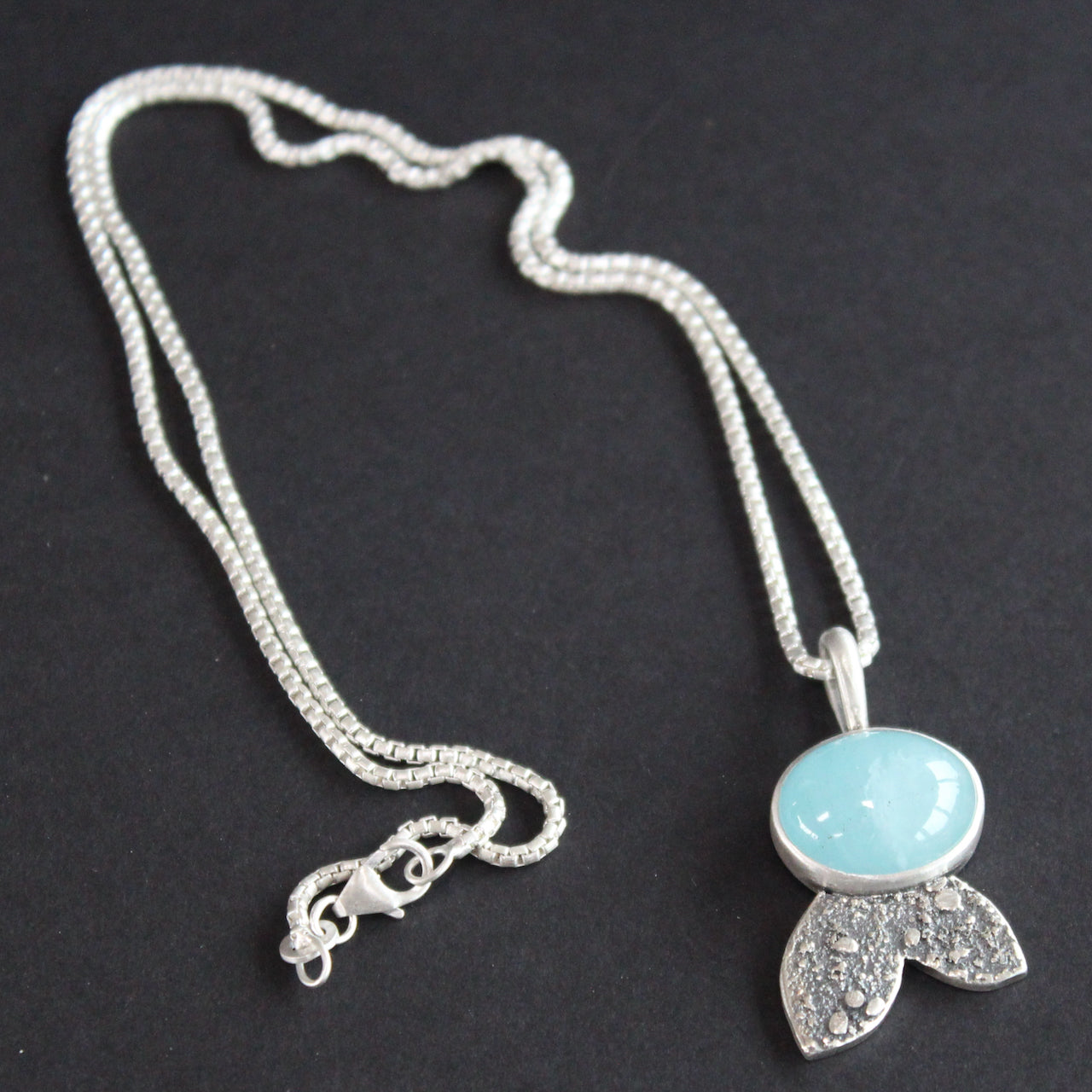 Carin Lindberg - Aquamarine and textured silver leaf pendant  full picture