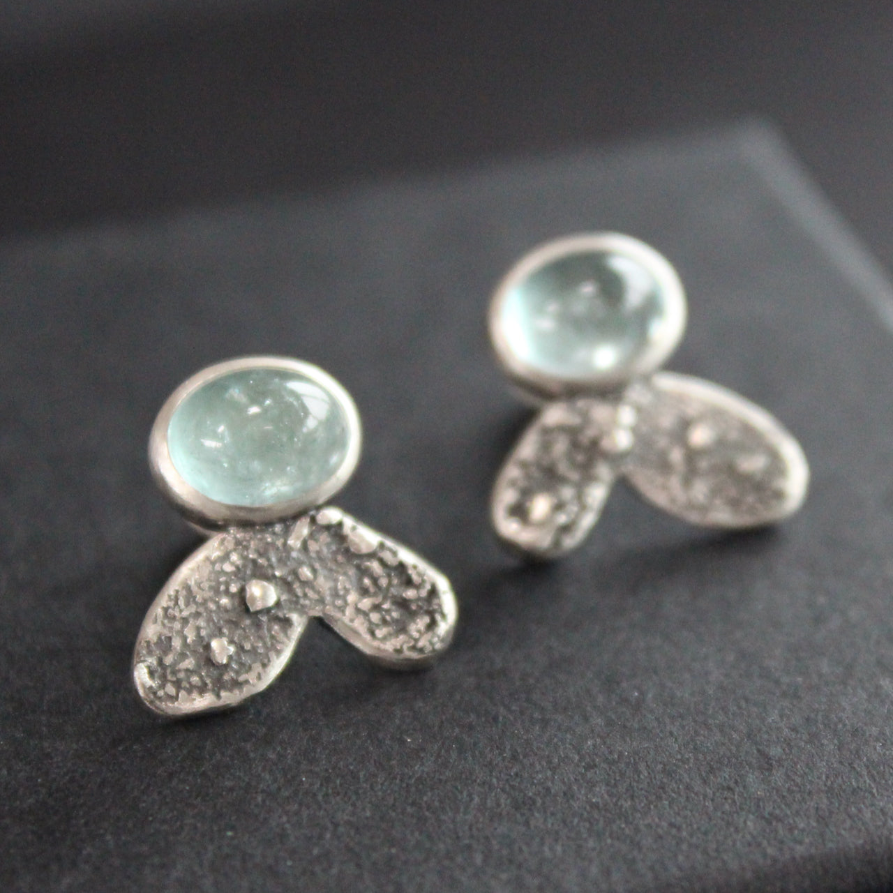 Carin Lindberg - Aquamarine studs in textured sterling silver 