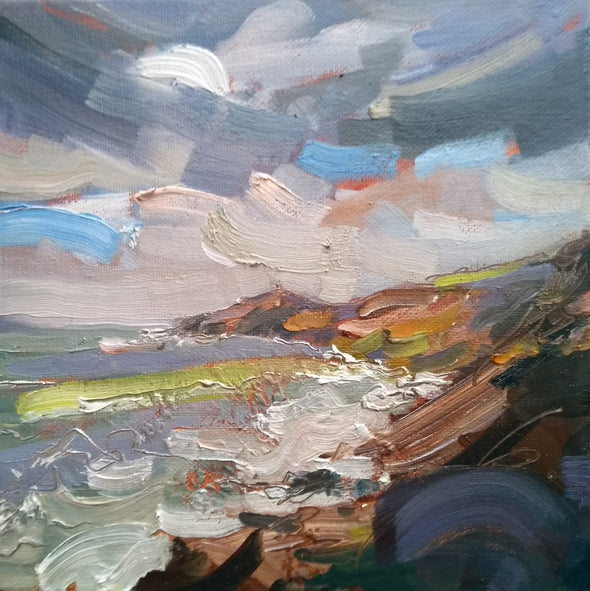 Jill Hudson oil painting of stormy seas