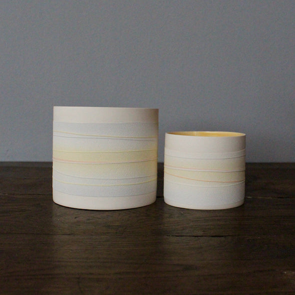 Two Pastel shade ceramic vessels by Rachel Foxwell