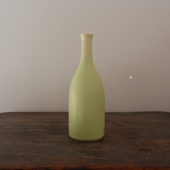 pale green ceramic bottle by UK ceramic artist Lucy Burley.