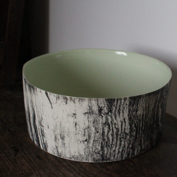 Heidi Harrington - Low Cylinder Bark vessel, green tint glaze