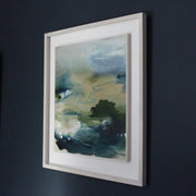 Cornwall artist Tara Leaver painting of the ocean with deep greens and blues.